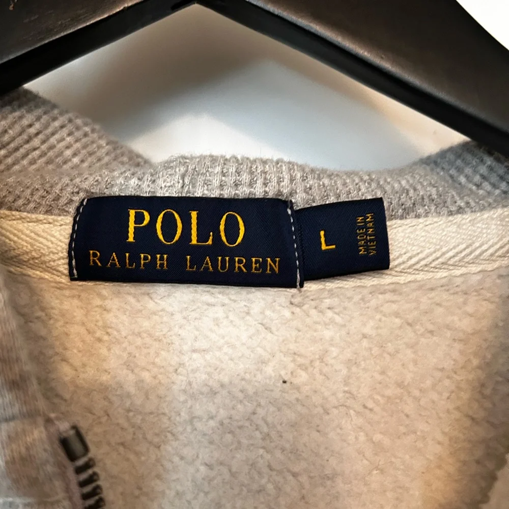 Polo Ralph Lauren Full-Zip Hoodie L NWOT Gray Double-Knit Fleece Casual Lounge